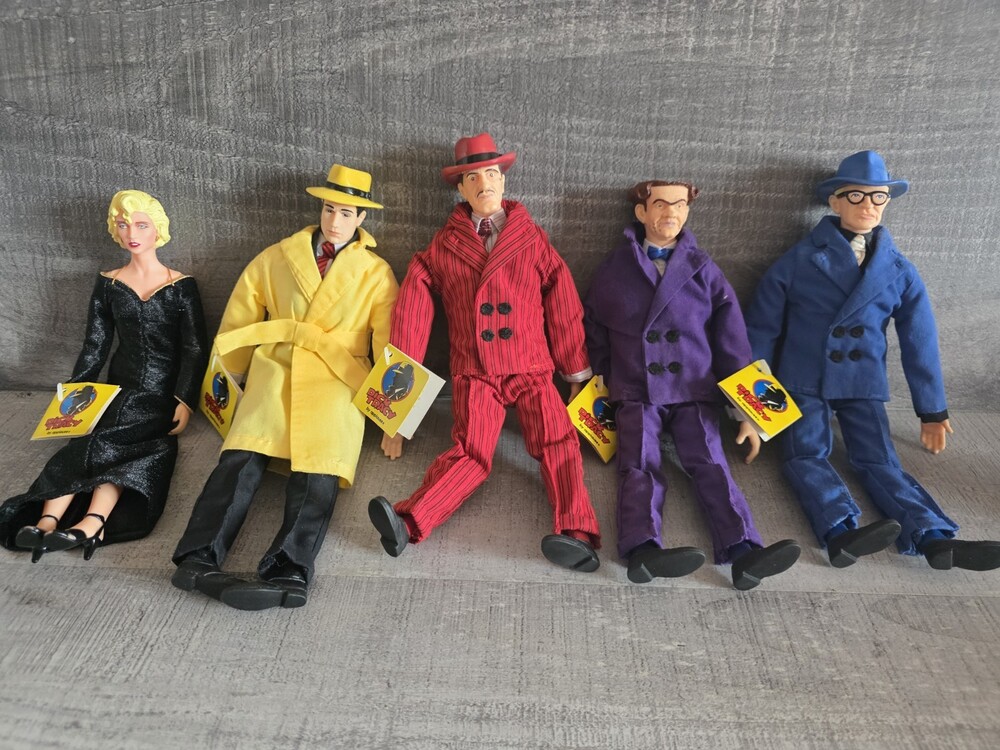 Applause Dick Tracy Character Dolls Itchy Flat Top Big Boy Prune Face Tags Bin7